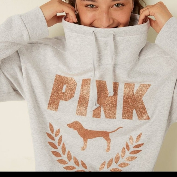 VS PINK XL COWL NECK PULLOVER SHINE NWT - Picture 3 of 4